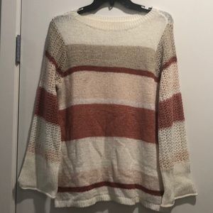 Loft Color block sweater with detailed sleeves